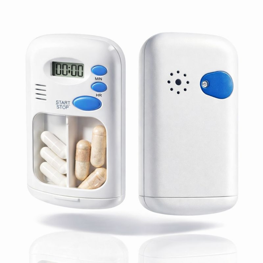 Pastillero portátil con alarma y temporizador